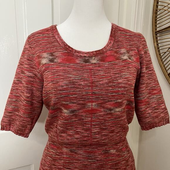 Phoebe Couture M Knit Pink Multi Stretch Knit Dress Career Office Classic - Picture 2 of 5